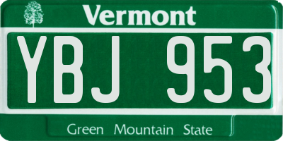 VT license plate YBJ953