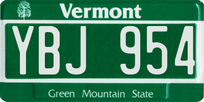 VT license plate YBJ954