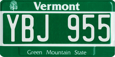 VT license plate YBJ955