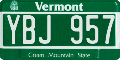 VT license plate YBJ957