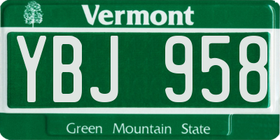 VT license plate YBJ958