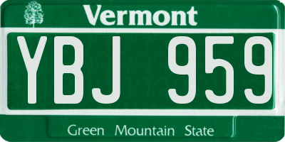 VT license plate YBJ959