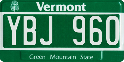 VT license plate YBJ960