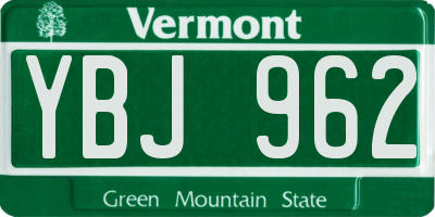 VT license plate YBJ962