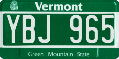 VT license plate YBJ965