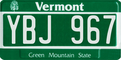 VT license plate YBJ967