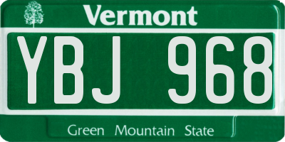 VT license plate YBJ968