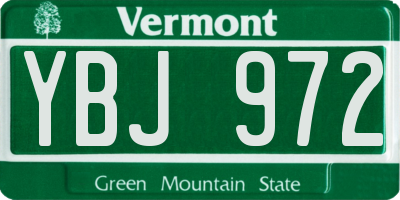 VT license plate YBJ972