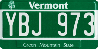 VT license plate YBJ973