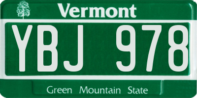 VT license plate YBJ978