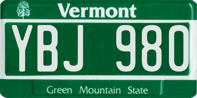 VT license plate YBJ980