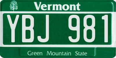VT license plate YBJ981