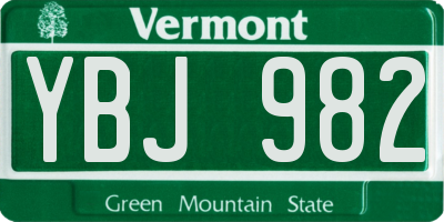 VT license plate YBJ982