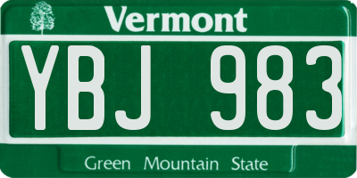 VT license plate YBJ983