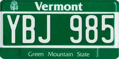 VT license plate YBJ985