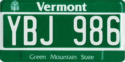 VT license plate YBJ986