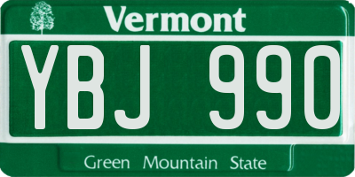 VT license plate YBJ990