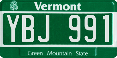 VT license plate YBJ991