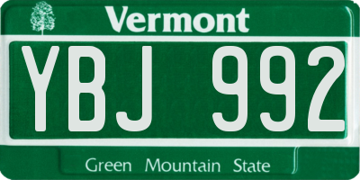 VT license plate YBJ992