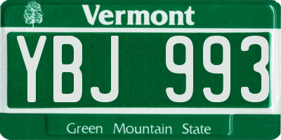 VT license plate YBJ993