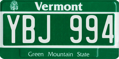 VT license plate YBJ994