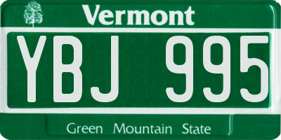 VT license plate YBJ995