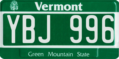 VT license plate YBJ996