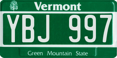 VT license plate YBJ997
