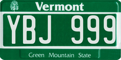 VT license plate YBJ999