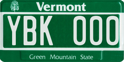 VT license plate YBK000