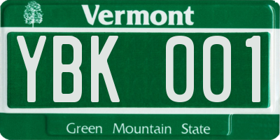VT license plate YBK001