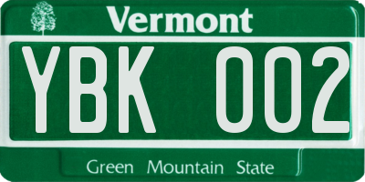 VT license plate YBK002
