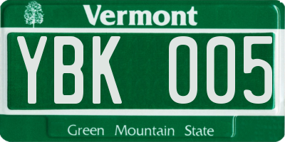 VT license plate YBK005