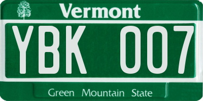 VT license plate YBK007