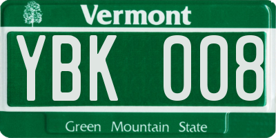VT license plate YBK008