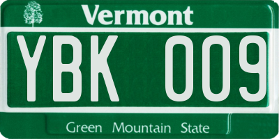 VT license plate YBK009