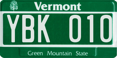 VT license plate YBK010