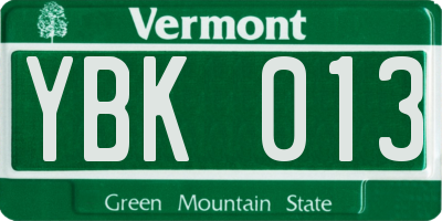 VT license plate YBK013