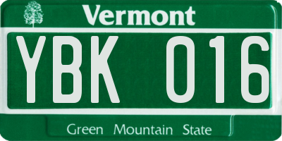 VT license plate YBK016