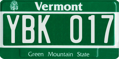 VT license plate YBK017