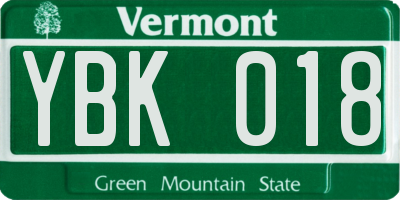VT license plate YBK018