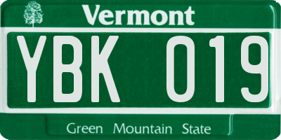 VT license plate YBK019