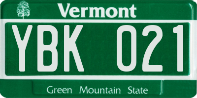VT license plate YBK021