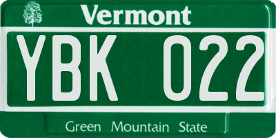 VT license plate YBK022