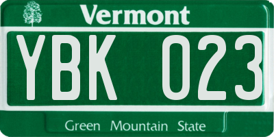 VT license plate YBK023