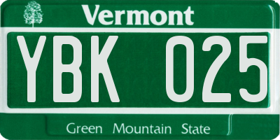VT license plate YBK025