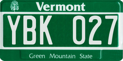 VT license plate YBK027