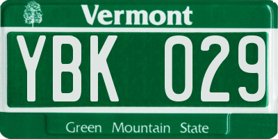 VT license plate YBK029
