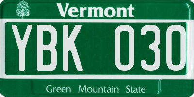 VT license plate YBK030