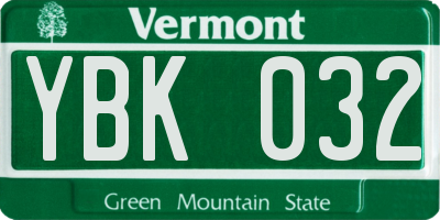 VT license plate YBK032